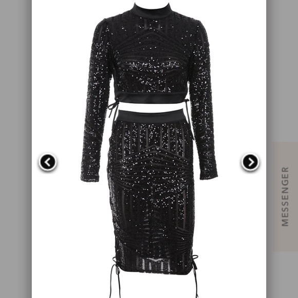 ❌❌S O L D!❌❌House of cb black sequin two piece set - Picture 3 of 7